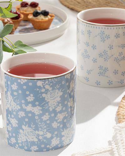 Bloom Чаша 2Бр., New Bone, Бяло - Синьо, 325 Ml