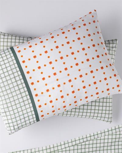 Bloom Check Кълъфка За Възглавница 2Бр., Лесно За Гладене, Оранжево,, 50 X 70 Cm