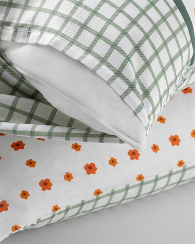 Bloom Check Кълъфка За Възглавница 2Бр., Лесно За Гладене, Оранжево,, 50 X 70 Cm