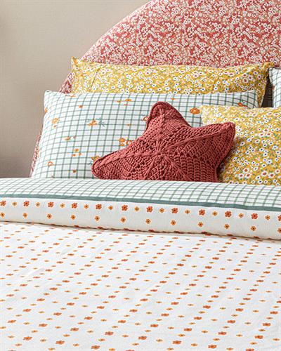 Bloom Check Пике Двоен Размер, Отпечатан, Оранжево,, 200 X 220 Cm