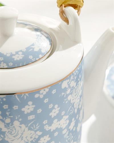 Bloom New Bone Tea Pot 1 Liter White - Blue