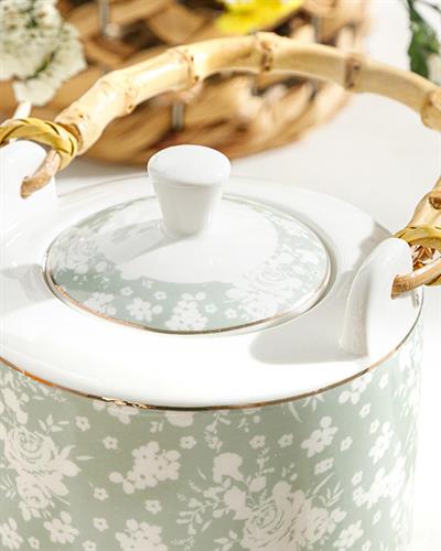 Bloom New Bone Tea Pot 1 Liter White - Green