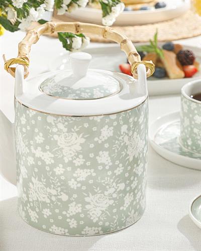 Bloom New Bone Tea Pot 1 Liter White - Green