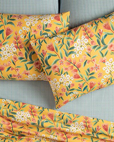 Bloomy Branch Кълъфка За Възглавница 2Бр., Лесно За Гладене, Жълто, 50 X 70 Cm