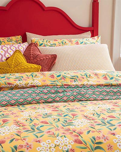 Bloomy Branch Спално Бельо Двоен Размер, Лесно За Гладене, Жълто, 200 X 220 Cm