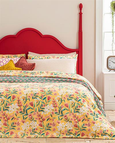 Bloomy Branch Спално Бельо Двоен Размер, Лесно За Гладене, Жълто, 200 X 220 Cm