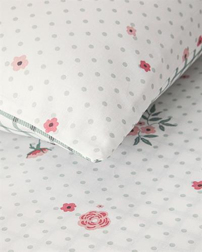 Bloomy Dots Спален Комплект Двоен Памучен 200x220 см Розов