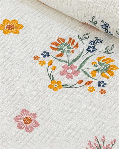 Bloomy Spring Пике King Size, Отпечатан, Синьо, 240 X 220 Cm