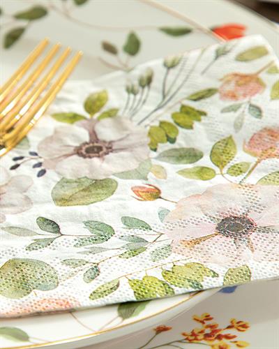 Blossoming Branches  Хартийни Салфетки 20 Бр., Хартия, Бяло, 25 X 25 Cm