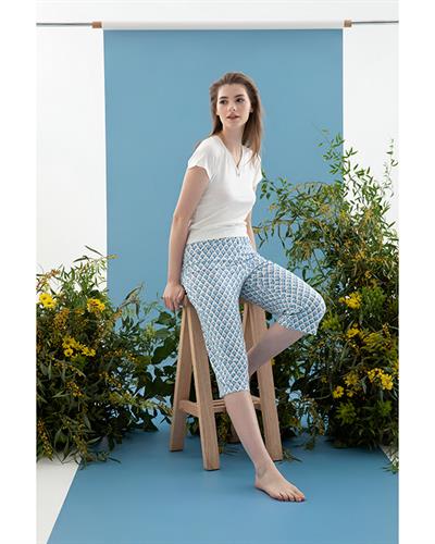 Blue Blanc Комплект Пижама Дамски, Вискоза, Синьо, L