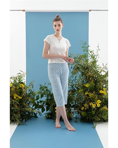 Blue Blanc Viscose Women Pajama Set M Blue