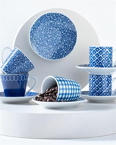 Blue Daisy Сервиз За Кафе 4 Бр. За 2 Души, Порцелан, Тъмно Синьо, 80 Ml