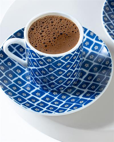 Blue Daisy Сервиз За Кафе 4 Бр. За 2 Души, Порцелан, Тъмно Синьо, 80 Ml