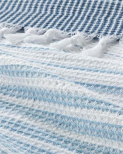 Blue Fade Woven Double Bed Cover 240x260 cm Blue