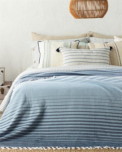 Blue Fade Woven Double Bed Cover 240x260 cm Blue