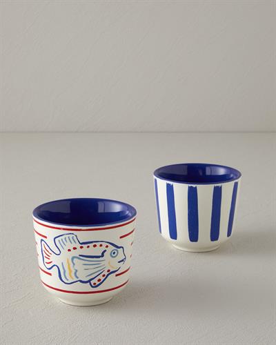 Blue Fish Чаша 2 бр. Каменна керамика 270 мл Син