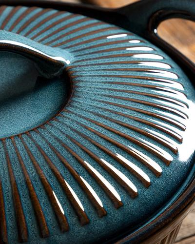 Blurry Тенджера За Фурна С капак Каменна керамика 26,5x10 см Син - Кафяв