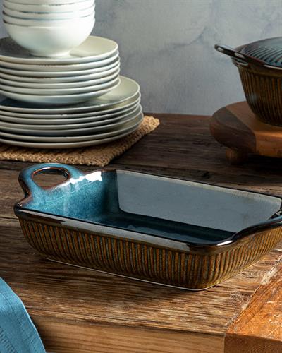 Blurry Тепсия За Фурна Stoneware, Синьо-Кафяво, 0