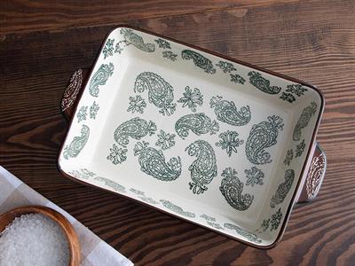 Boheme ТЕПСИЯ ЗА ФУРНА Правоъгълно Порцелан 27,5 cm Koyu Yeşil