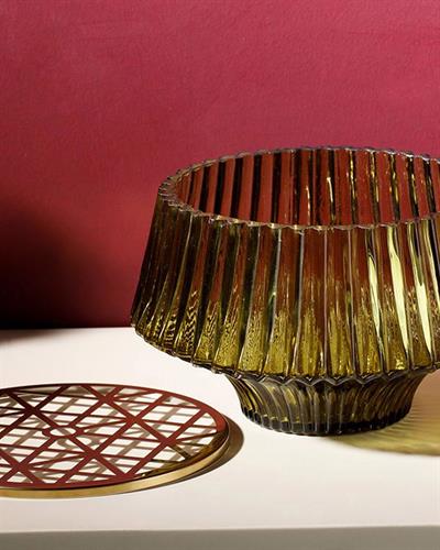 Bohemian Crystal Ваза Стъкло 17,5x17,5x11 см Бронзов