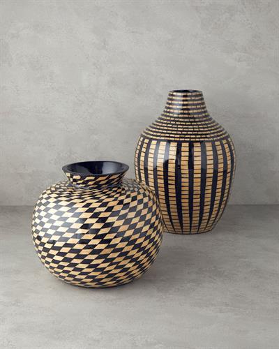 Bohemio Ваза Бамбук 25x35 см Черен