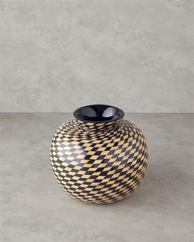 Bohemio Ваза Бамбук 26x11 см Черен