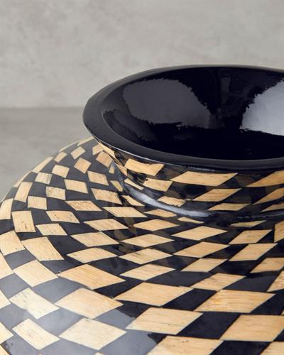 Bohemio Ваза Бамбук 26x11 см Черен