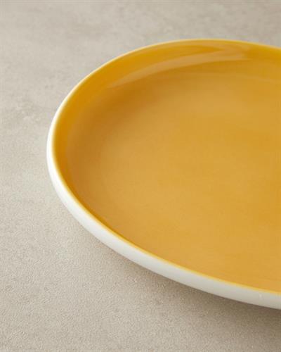 Boho Чиния За Торта Китайски костен порцелан 23 см Жълт