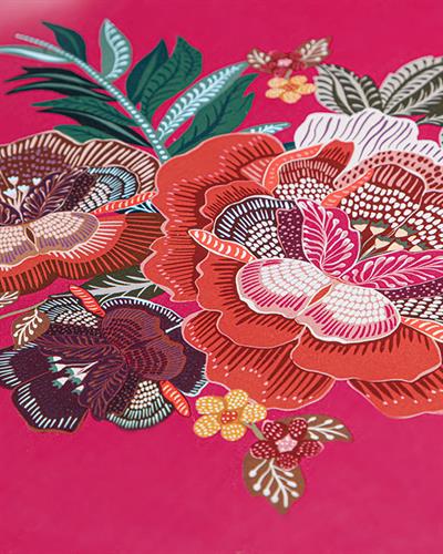 Boho Flowers Табла Кръгъл, Метал, Розово, 34 Cm