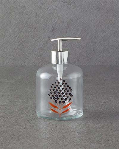 Boho Flowers Дозатор За Течен Сапун За Баня Стъкло 8x14 см Сребърен.