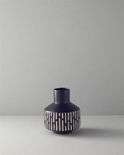 Boho Stripe Ваза Доломит 15x15x18,5 см Черен