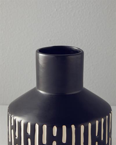 Boho Stripe Ваза Доломит 15x15x18,5 см Черен