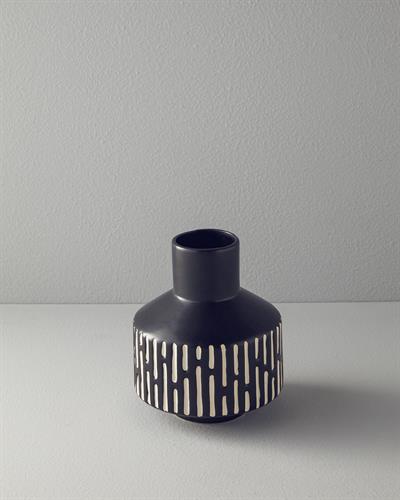 Boho Stripe Ваза Доломит 15x15x18,5 см Черен