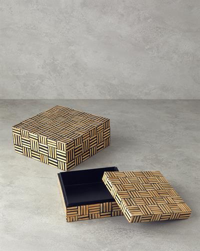 Boho Stripe Декоративна Кутия Бамбук 20x20x6 см. Натурален