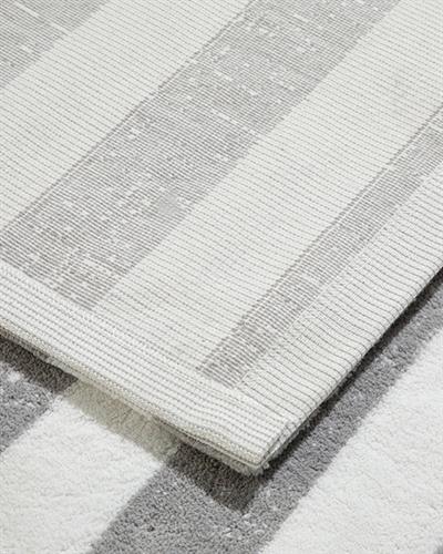 Bold Stripe Striped Cotton Bath Mat Set 60x90 + 50x60 cm Ecru - Gray