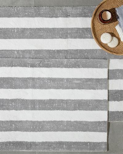 Bold Stripe Striped Cotton Bath Mat Set 60x90 + 50x60 cm Ecru - Gray