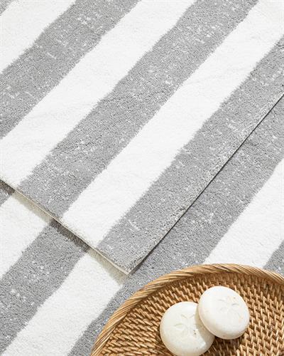 Bold Stripe Striped Cotton Bath Mat Set 60x90 + 50x60 cm Ecru - Gray