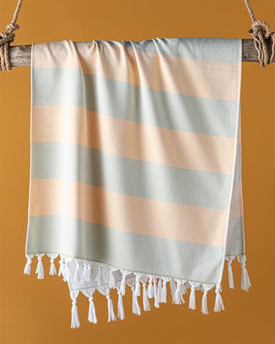 Bold Stripe Кърпа За Плаж Еднолицев Памучен 75x150 см Жълт - Зелен