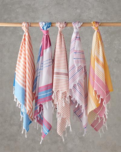 Bony Пещемал на райе Регенериран 90x150 cm Морскосин - Оранжев