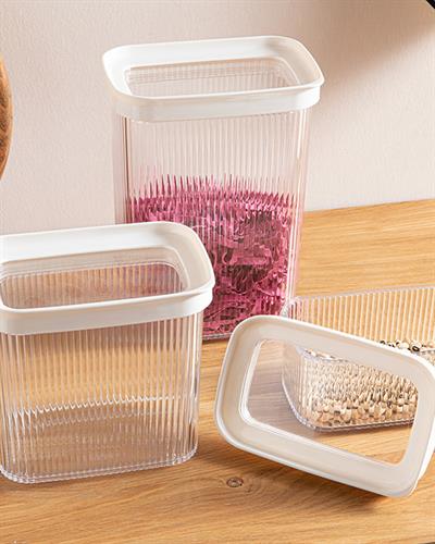 Boston Контейнер За Храни 3 Бр. Правоъгълник, Пластмасов, Бежово, 700 + 1500 + 2000 Ml