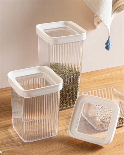 Boston Контейнер За Храни 3 Бр Квадрат, Пластмасов, Бежово, 0