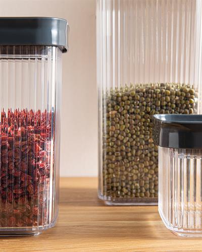 Boston Контейнер За Храни 3 Бр Квадрат, Пластмасов, Антрацит, 0