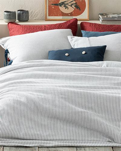 Bowline Спално Бельо Компле Единичен Размер, С Измиване На Части, Бяло – Индиго, 160 X 220 Cm