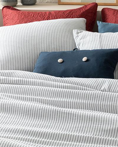 Bowline Спално Бельо Компле Единичен Размер, С Измиване На Части, Бяло – Индиго, 160 X 220 Cm