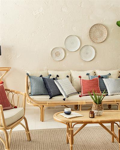 Branche Printed Filled Cushion 43x43 cm İndigo