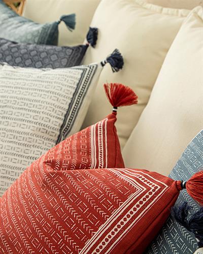 Branche Printed Filled Cushion 43x43 cm İndigo