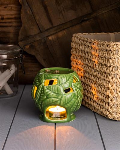 Branches Свещник Релефен Каменна керамика 12x12x11 cm Зелен