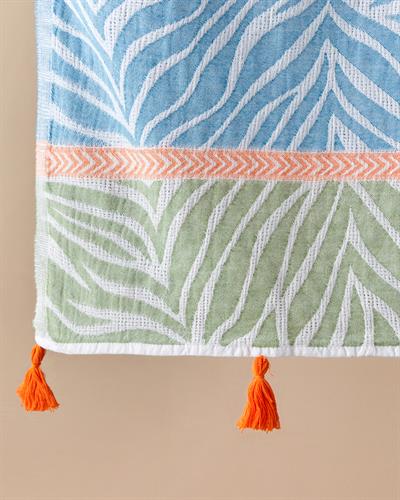 Branches Пещемал С пискюли Памучен 90x150 cm Син - Зелен