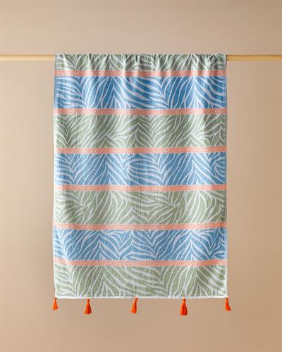 Branches Пещемал С пискюли Памучен 90x150 cm Син - Зелен