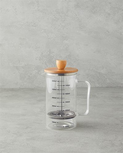 Brew Френска Преса От бамбук с капак Боросиликат 600 мл Прозрачен